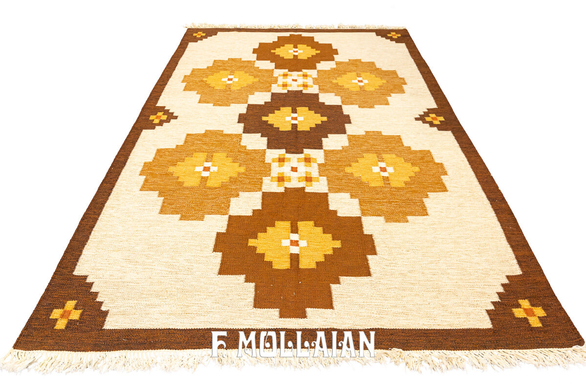 Scandinavian Rug Flat-weave Rug Beige/Brown Color n°:461237